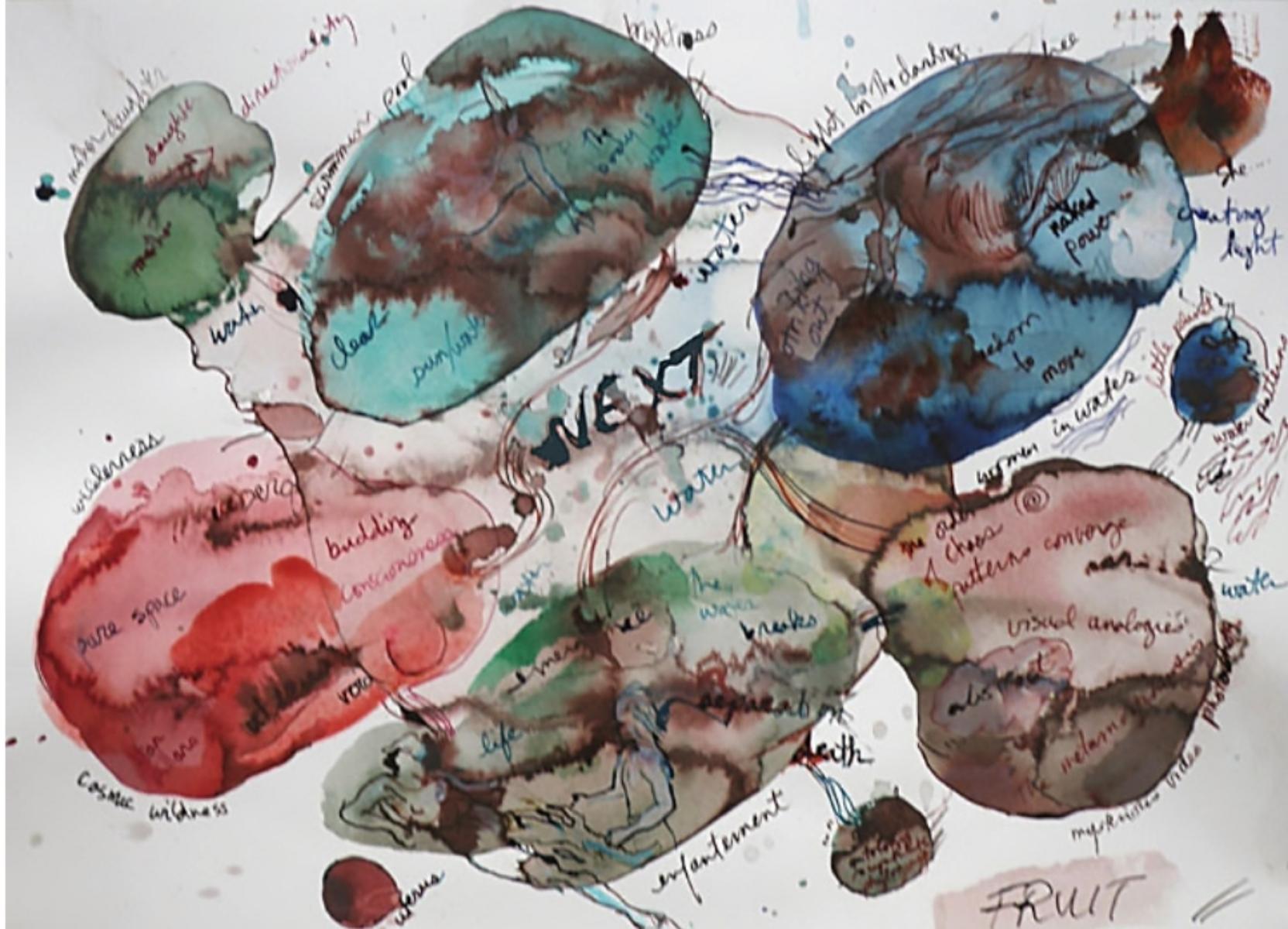 Draw over an abstract watercolour ground